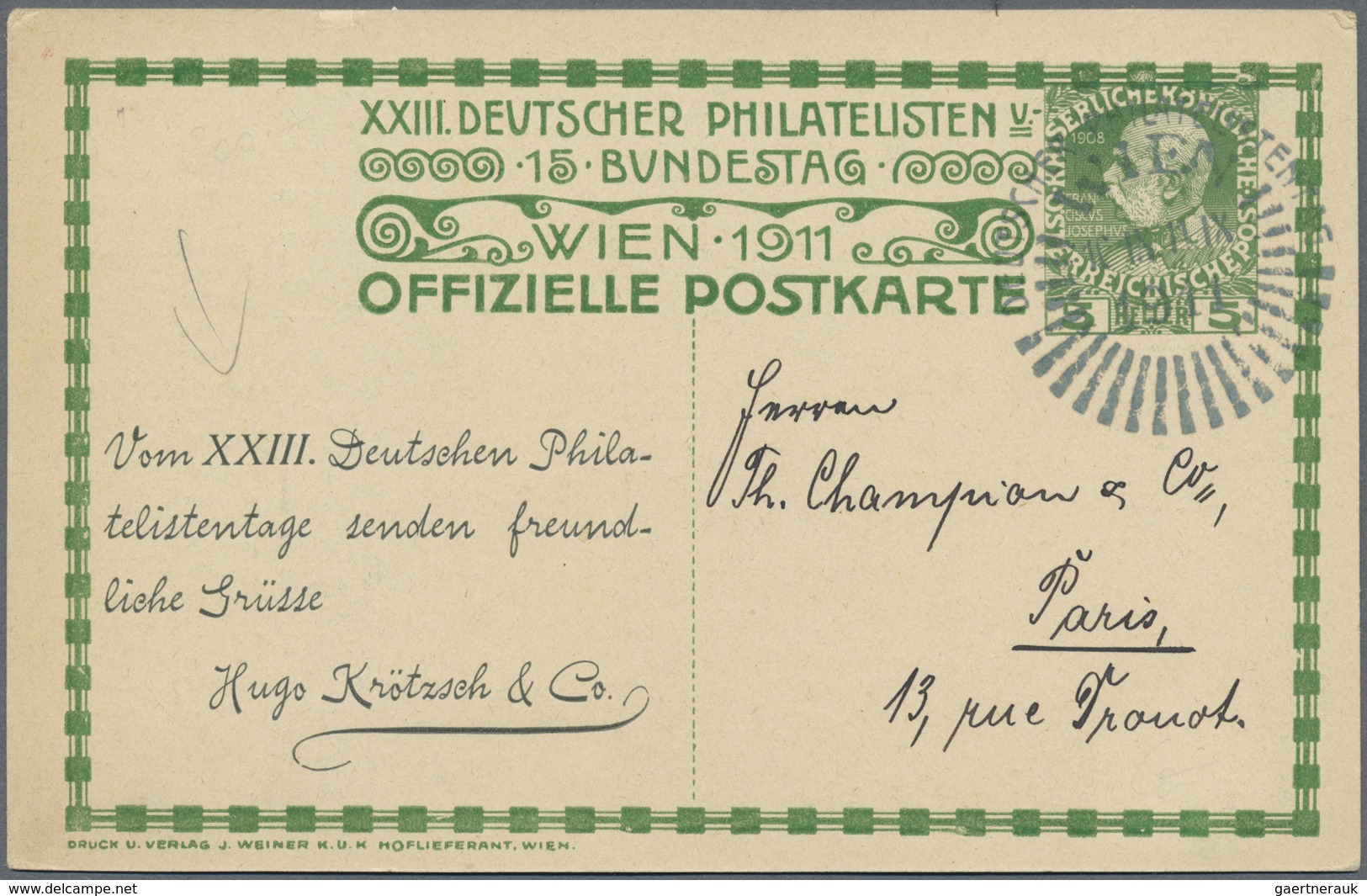 GA Österreich - Privatganzsachen: 1902/1911, "XIV. Dt. Philatelistentag Wien 1902" österr. Privat-Ganzs - Autres & Non Classés