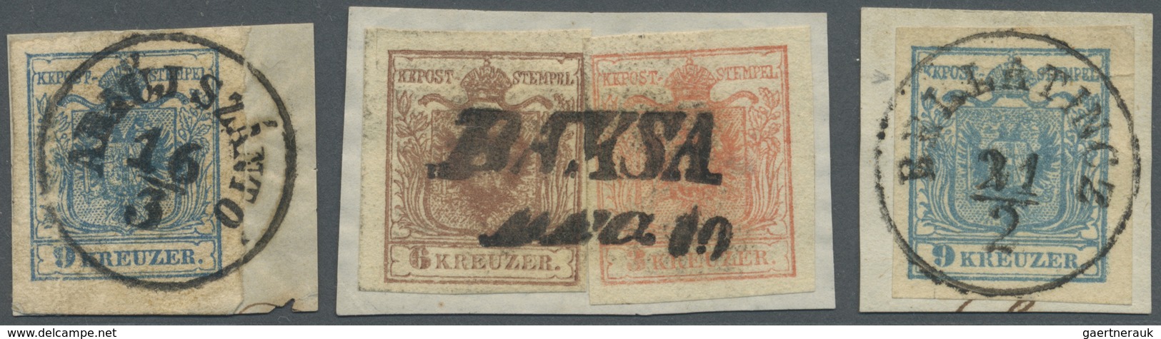 Brfst Österreich - Stempel: 1850, "ABAUJSZANTO" K1, "BAKSA." L2 Und "BELLATINCZ" K1 Auf Briefstücken, Ryan - Franking Machines (EMA)