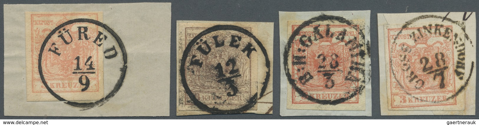 Brfst Österreich - Stempel: 1850, "FÜRED", "FÜLEK", "B:H:GALANTHA" Und "GROSS ZINKENDORF" Je K1 Auf Briefs - Machines à Affranchir (EMA)