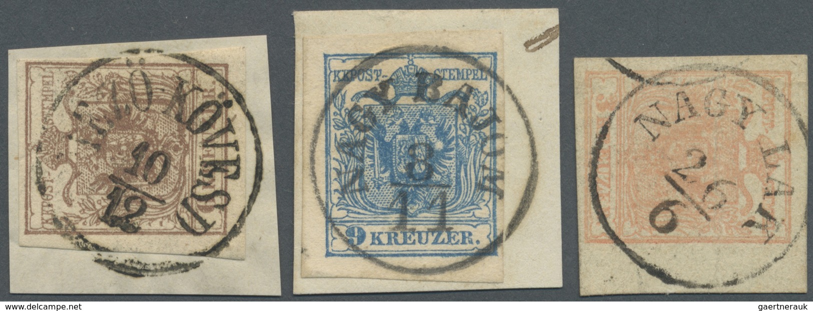 Brfst Österreich - Stempel: 1850, "MEZÖ KÖVESD", "NAGY BAJOM" Und "NAGY LAK" Je K1 Auf Briefstücken (Mülle - Machines à Affranchir (EMA)