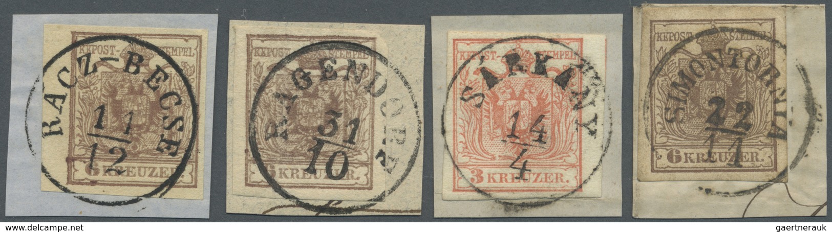Brfst Österreich - Stempel: 1850, "RACZ-BECSE", "RAGENDORF", "SARKANY" Und "SIMONTORNYA" Je K1 Auf Briefst - Machines à Affranchir (EMA)