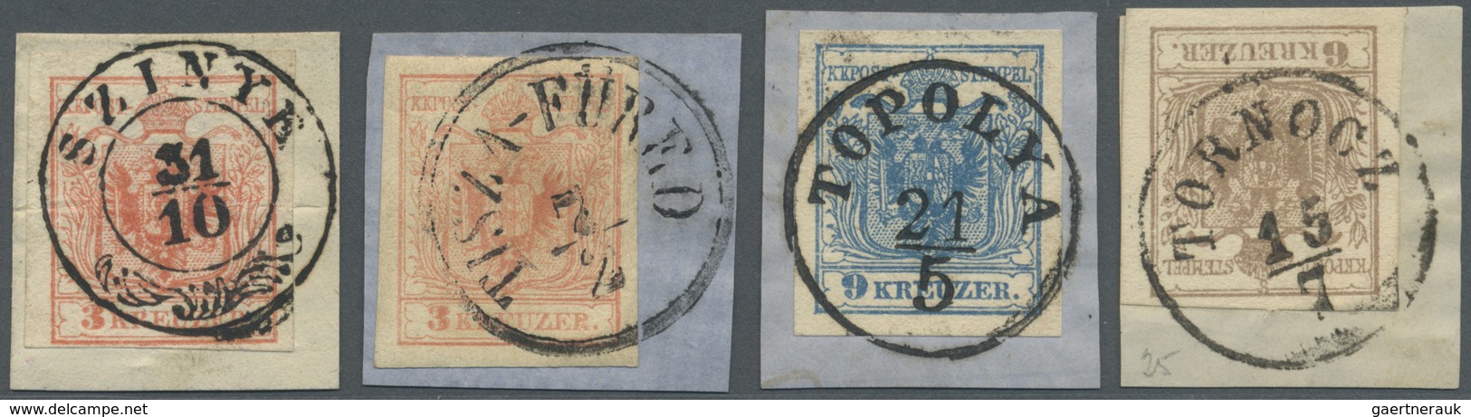 Brfst Österreich - Stempel: 1850, "SZINYE" K2, "TISZA-FÜRED" DKr, "TOPOLYA" K1 Und "TORNOCZ" K1 Je Auf Bri - Machines à Affranchir (EMA)