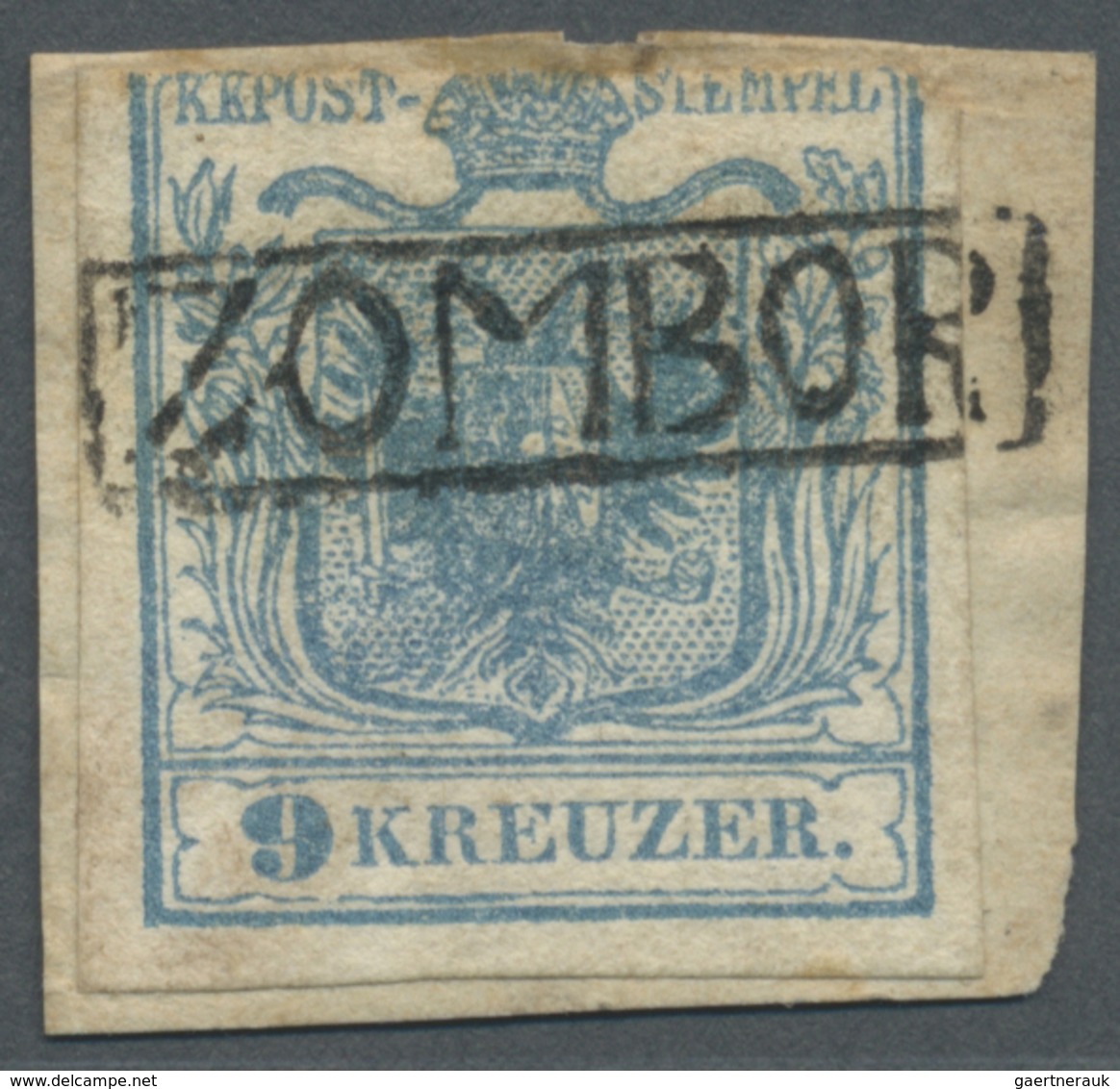 Brfst Österreich - Stempel: 1850, "ZOMBOR" Ra1 Klar Auf 9 Kreuzer Briefstück (oben Gekürzt), Selten! (Mü 3 - Machines à Affranchir (EMA)