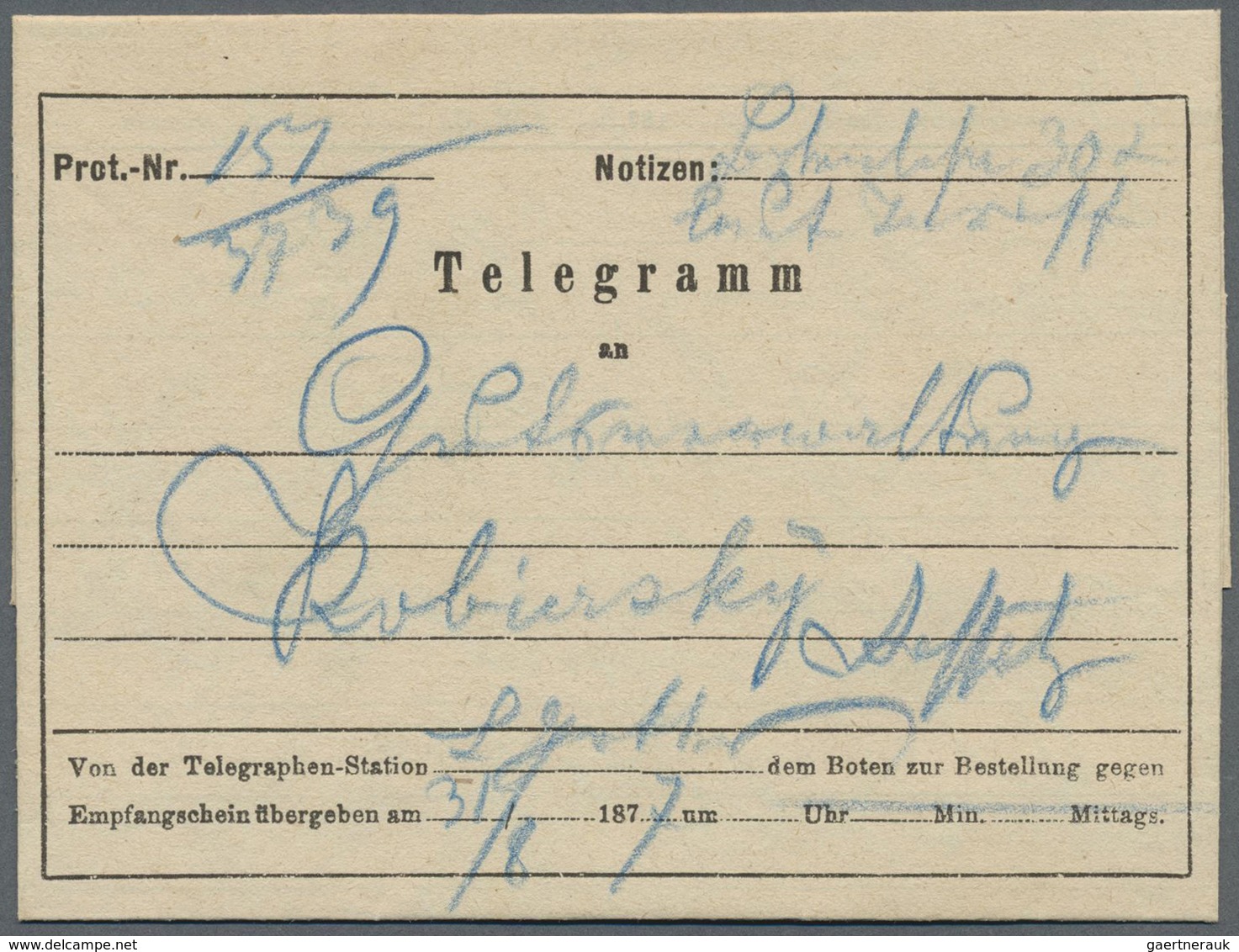 Br Österreich - Besonderheiten: 1877, BOTENLOHN: 2 Telegramme Aus Iglau Nach Bistritz (Ovalstempel) Und - Autres & Non Classés