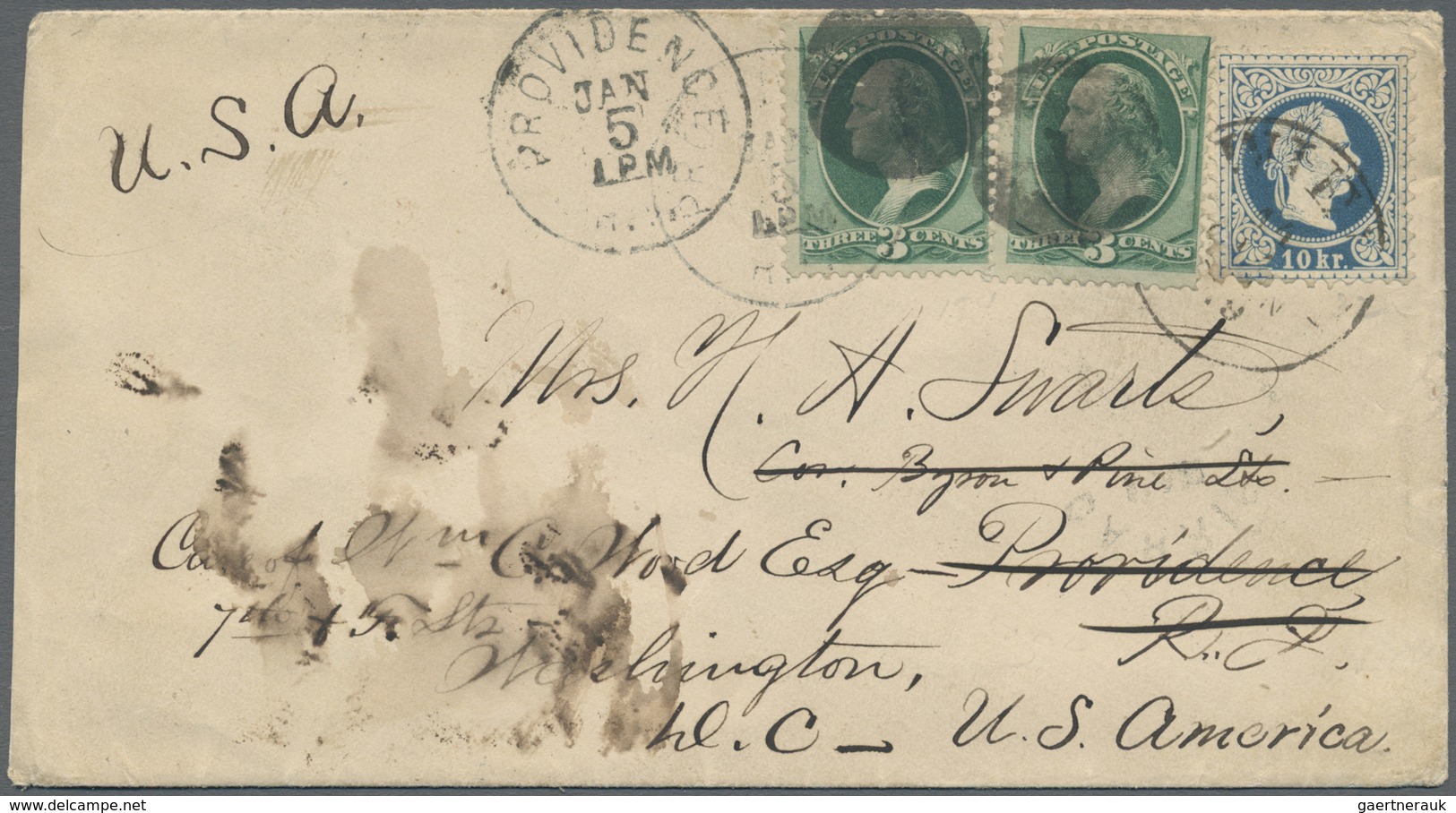 Br Österreich - Besonderheiten: 1879. Envelope Addressed To The United States Bearing Austria 'Franz Jo - Autres & Non Classés