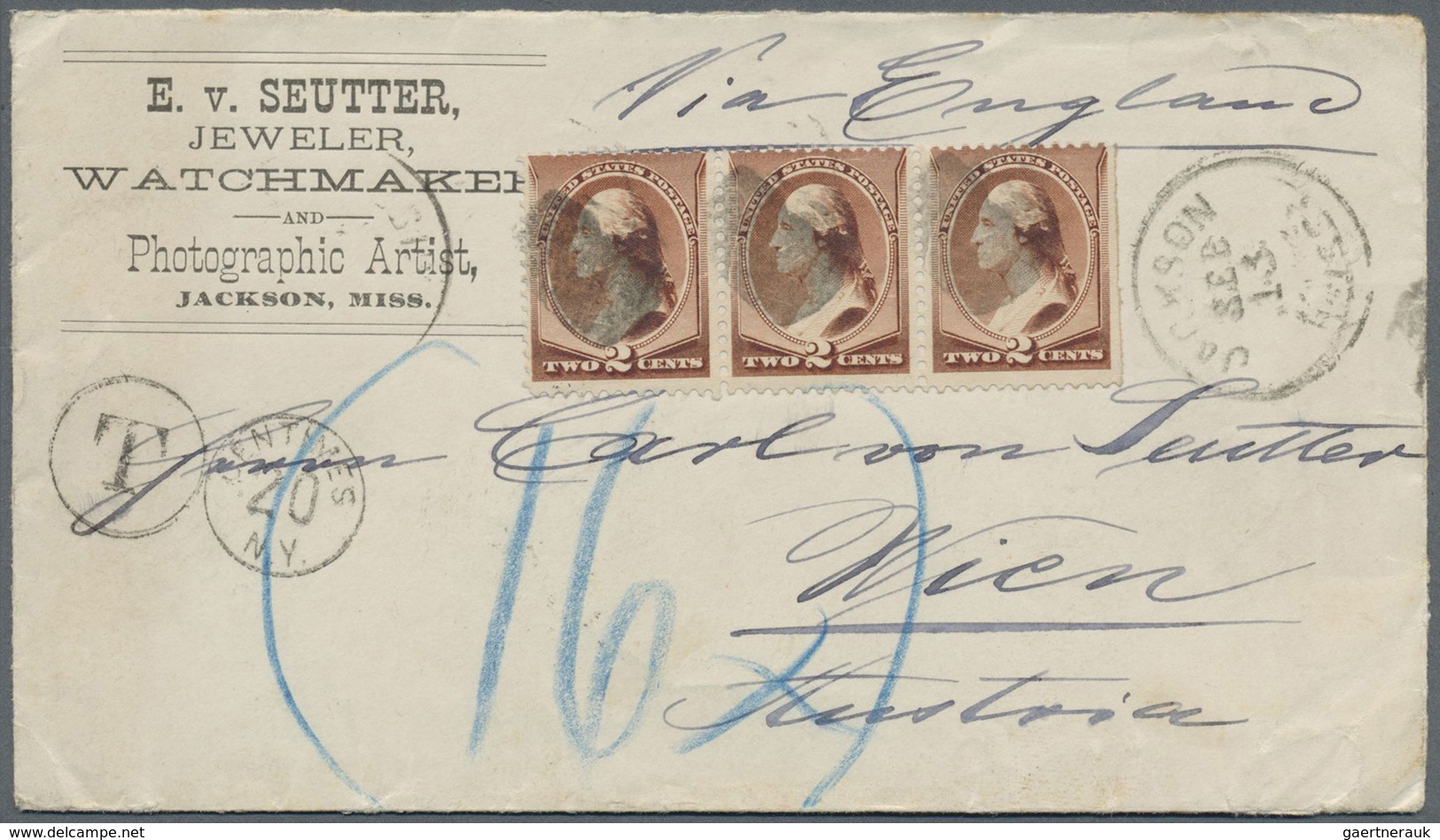 Br Österreich - Besonderheiten: 1887, Unterfrankierter Brief Von Jackson/USA Via New York Und England ( - Andere & Zonder Classificatie