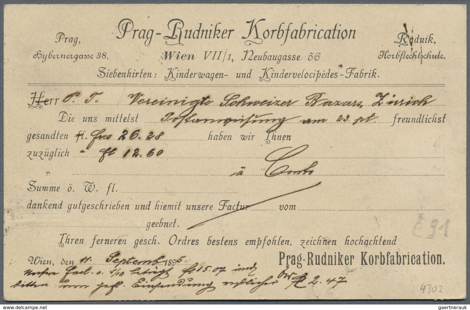 GA Österreich - Besonderheiten: 1895, 2 Kreuzer Ganzsachenkarte Von Wien Nach Zürich, In Der Schweiz Mi - Autres & Non Classés