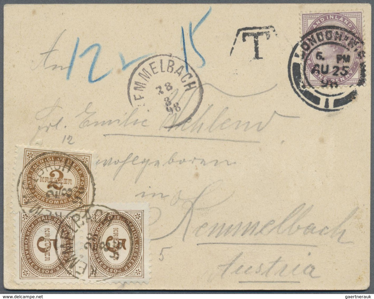 /Br Österreich - Besonderheiten: 1897/1899, 3 Ansichtskarten Im Kleineren Format Und 1 Brief Aus England - Andere & Zonder Classificatie