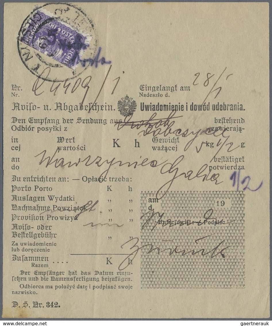 Br Österreich - Besonderheiten: 1917, 3 H Bläulichviolett HALBIERUNG Als Portomarke Verwendet Mit Hands - Sonstige & Ohne Zuordnung
