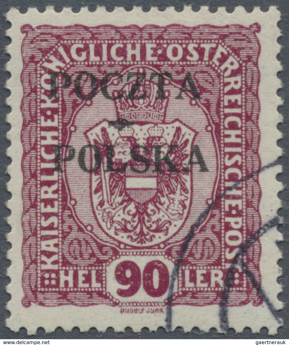 O Polen: 1919, 90 Heller Aushilfsausgabe Von Krakau Mit Aufdruck Auf österr. Portomarke Von Platte I/F - Lettres & Documents