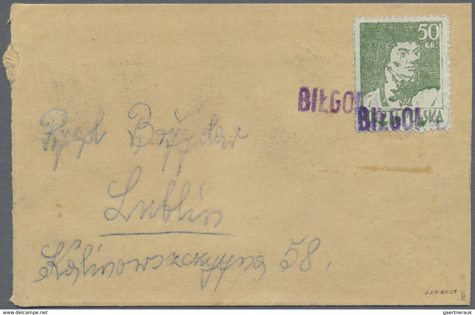 Br Polen: 1944, 50gr. Green "Wodzowie", Single Franking At Correct Rate On Cover, Clearly Oblit. By Vio - Covers & Documents