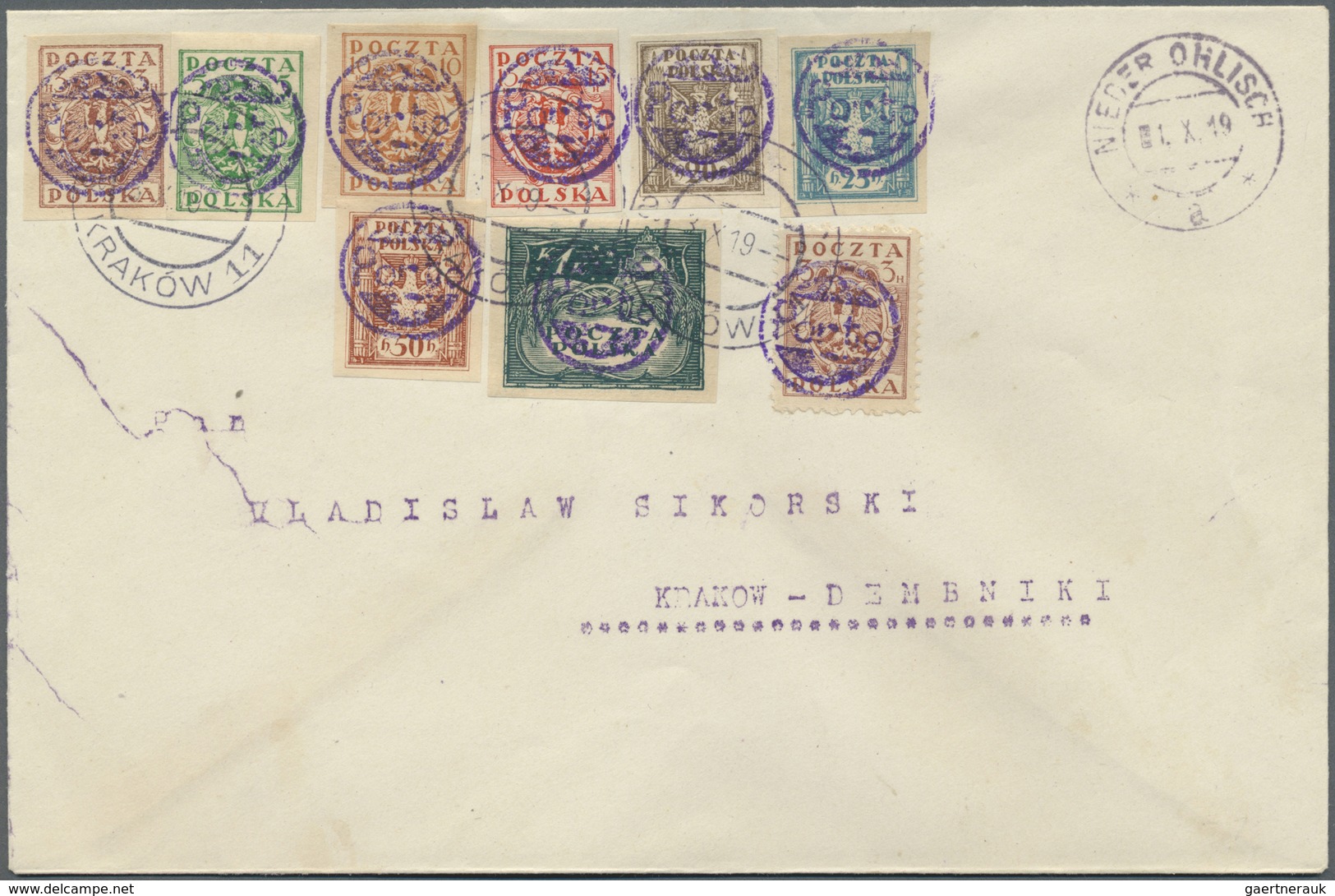 Br Polen - Portomarken: 1919, 3 H To 1 Kr. Imperforated And 3 H Perforated With Round Violet Imprint "P - Portomarken