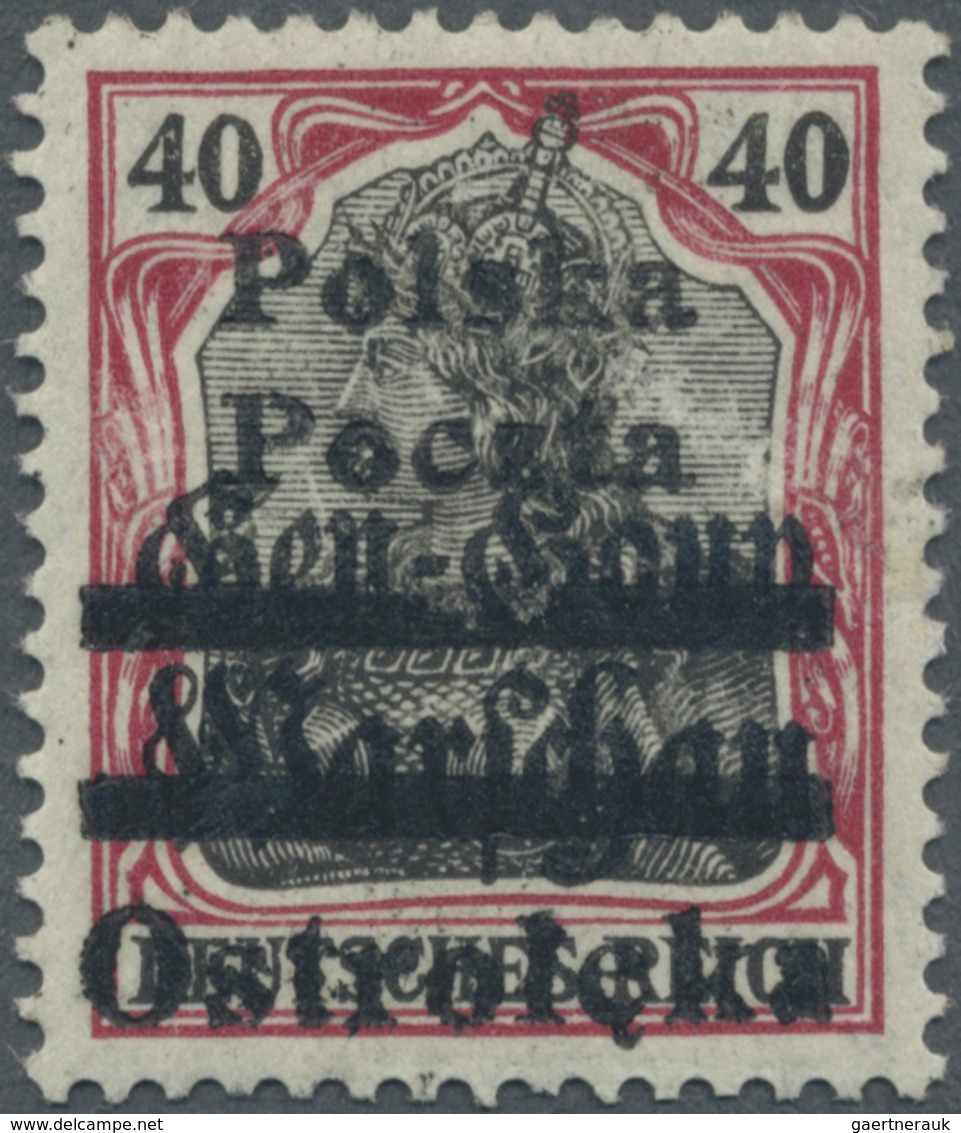 * Polen - Lokalausgaben 1915/19: 1918, Ostrołęka, 40pf. Black/carmine, Ovp. Type I, Well Perforated, M - Andere & Zonder Classificatie