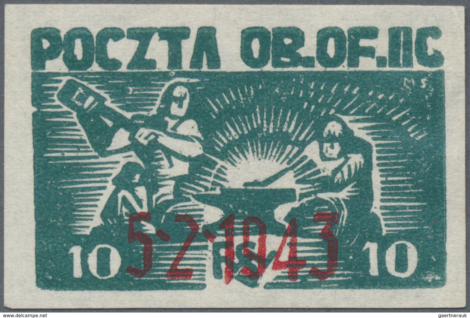 (*) Polen - Lagerpost: Woldenberg: 1943, OFLAG II C WOLDENBERG, 10 F "Bloody Sunday" With Red Imprint "5 - Andere & Zonder Classificatie