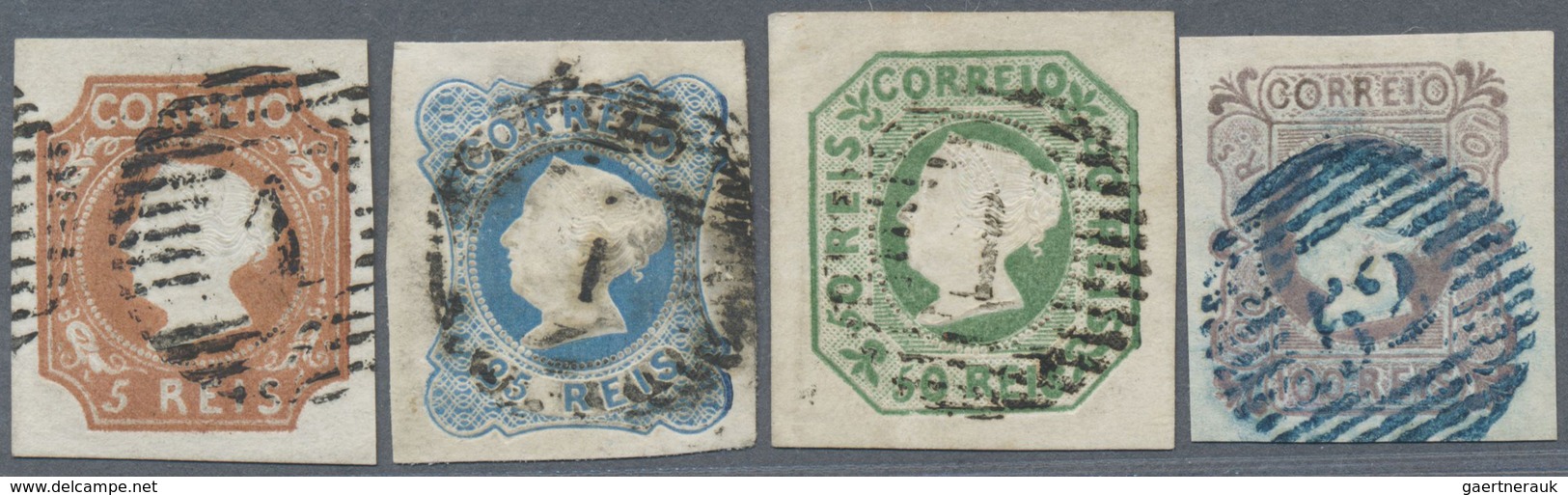 O Portugal: 1853, Maria, 5r. To 100r., Four Values Complete Used, Fresh Colours, Full To Large Margins - Covers & Documents