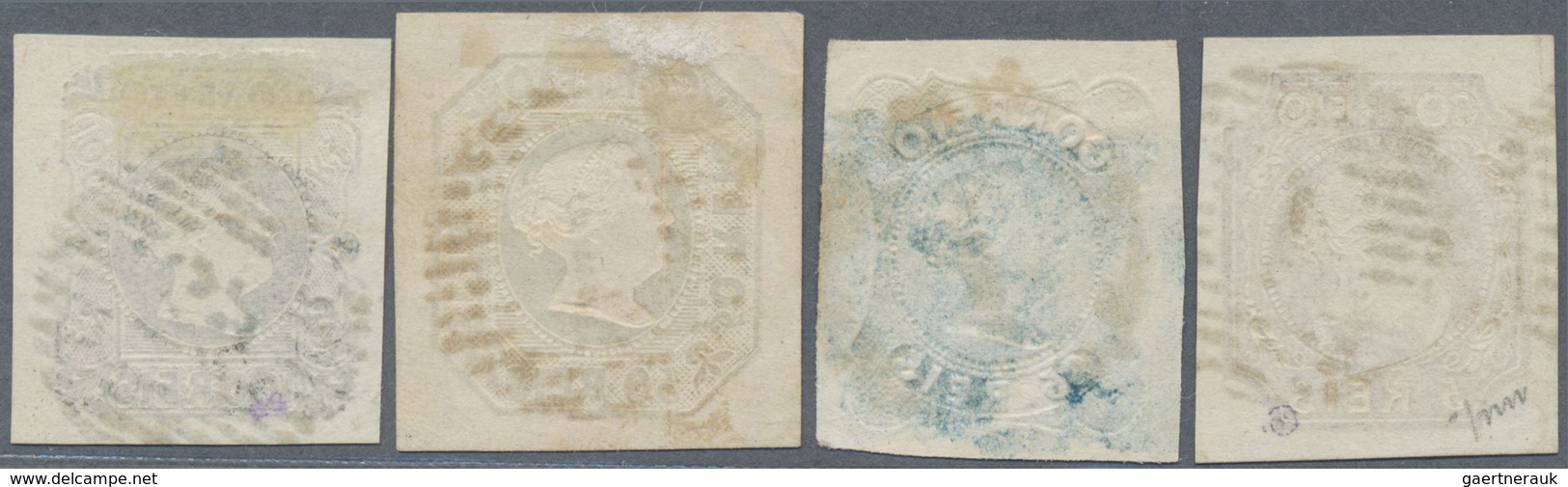 O Portugal: 1853, Maria, 5r. To 100r., Four Values Complete Used, Fresh Colours, Full To Large Margins - Lettres & Documents