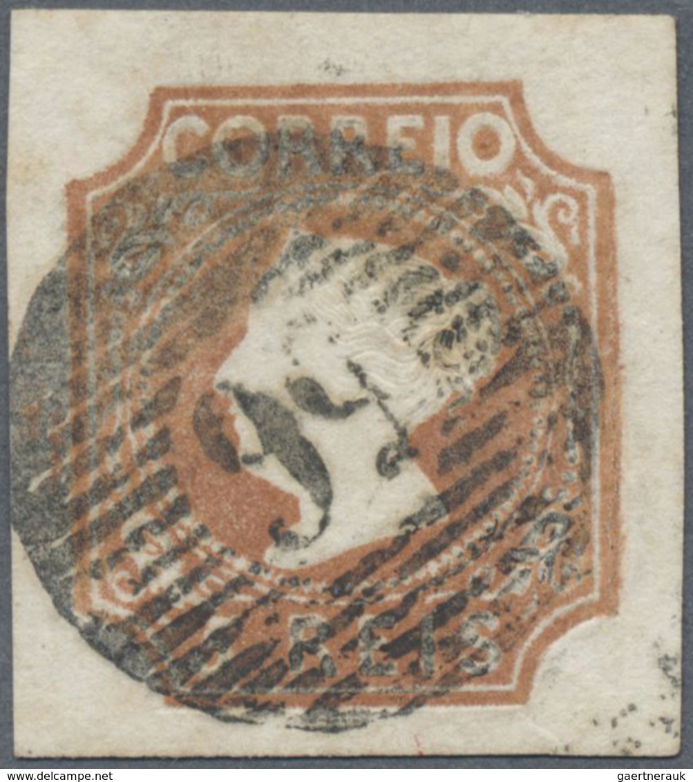 O Portugal: 1853, Stamp Queen Maria II. 5 R Light Brown, Huge Margins, Canceled "56", (Mi€ 1.200, -). - Covers & Documents