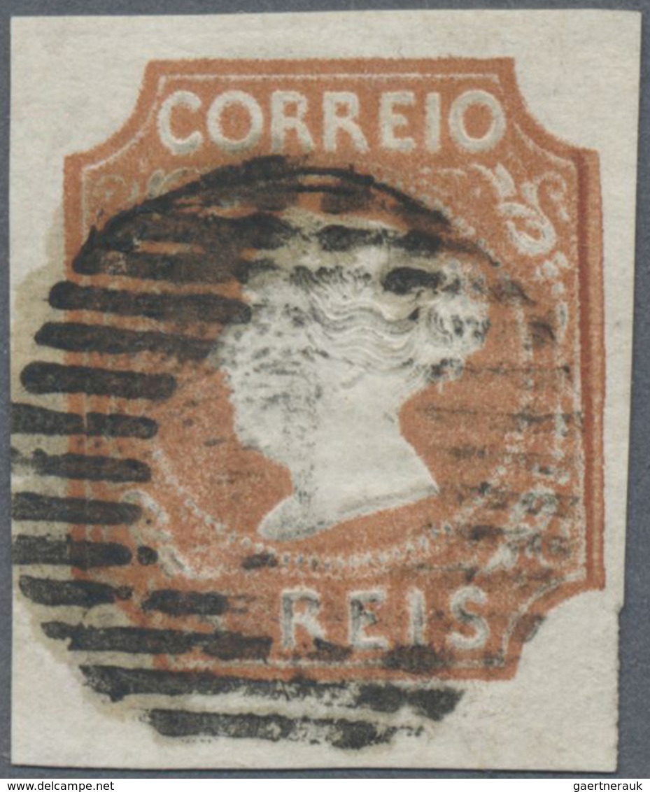 O Portugal: 1853, 5 R. Pale Brown, Small To Good Margins All Around, Cancelled With Numeral, Fine, (MI - Lettres & Documents