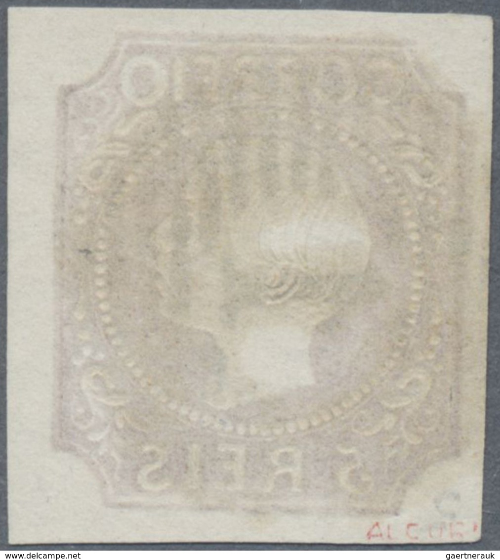 O Portugal: 1855 King Pedro V. 5r. Red-brown, Used And Cancelled By Numeral H/s "1" Of Lisboa, Wide Ma - Brieven En Documenten