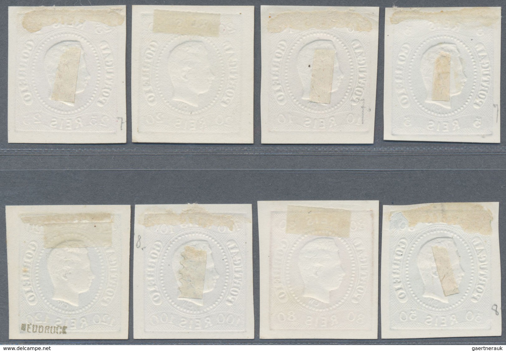 (*) Portugal: 1866, Luis I. "Fita Curva", 5r. To 120r., 1905 Reprints, Complete Set Of Eight Values. - Lettres & Documents