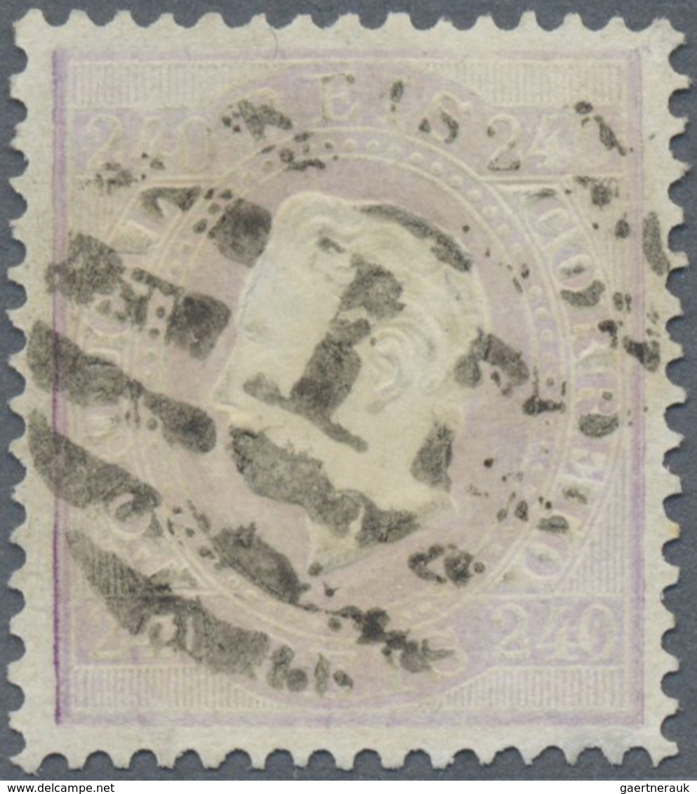 O Portugal: 1873, 240 R. Lilac, Well Perforated And Centered, Cancelled By Clear Strike Of Numeral ”1” - Cartas & Documentos