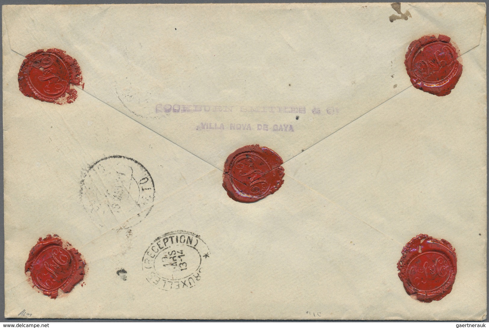Br Portugal: 1901. Registered Envelope To Belgium Bearing Yvert 131, 25c Rose (pair) And Yvert 134, 65c - Covers & Documents
