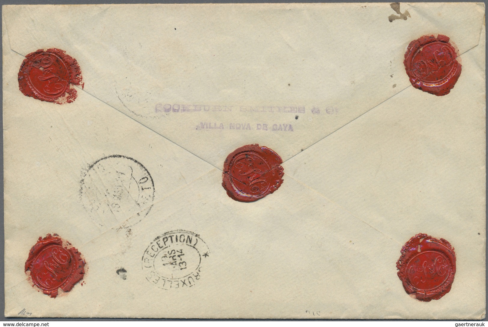 Br Portugal: 1901. Registered Envelope To Belgium Bearing Yvert 131, 25c Rose (pair) And Yvert 134, 65c - Lettres & Documents