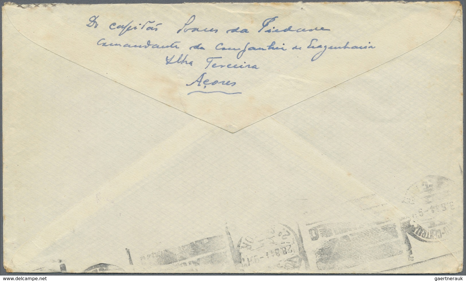 Br Portugal - Azoren: 1944. Unstamped Envelope Written From Terceira To Porto Cancelled By Boxed "Exped - Azores