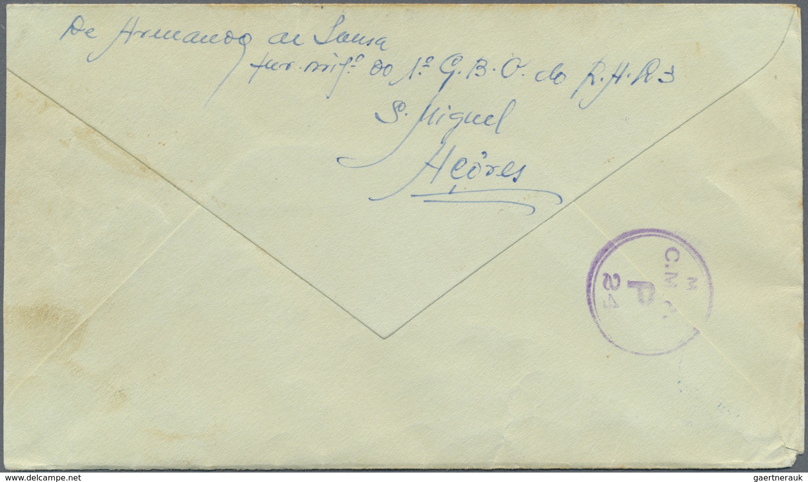 Br Portugal - Azoren: 1945. Unstamped Envelope Written From S. Miguel To Lisbon Cancelled By 'Expedicao - Azoren