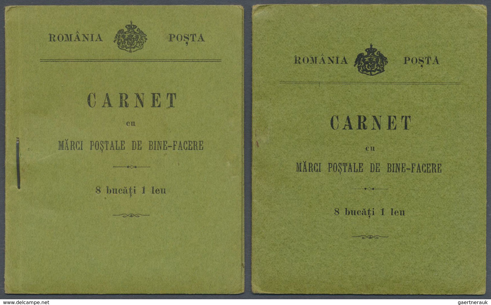 O Rumänien: 1906, Wohlfahrt Zwei Markenheftchen 'Carnet Eu Marci Postale De Bine-Facere 8 Bucati 1 Leu - Storia Postale