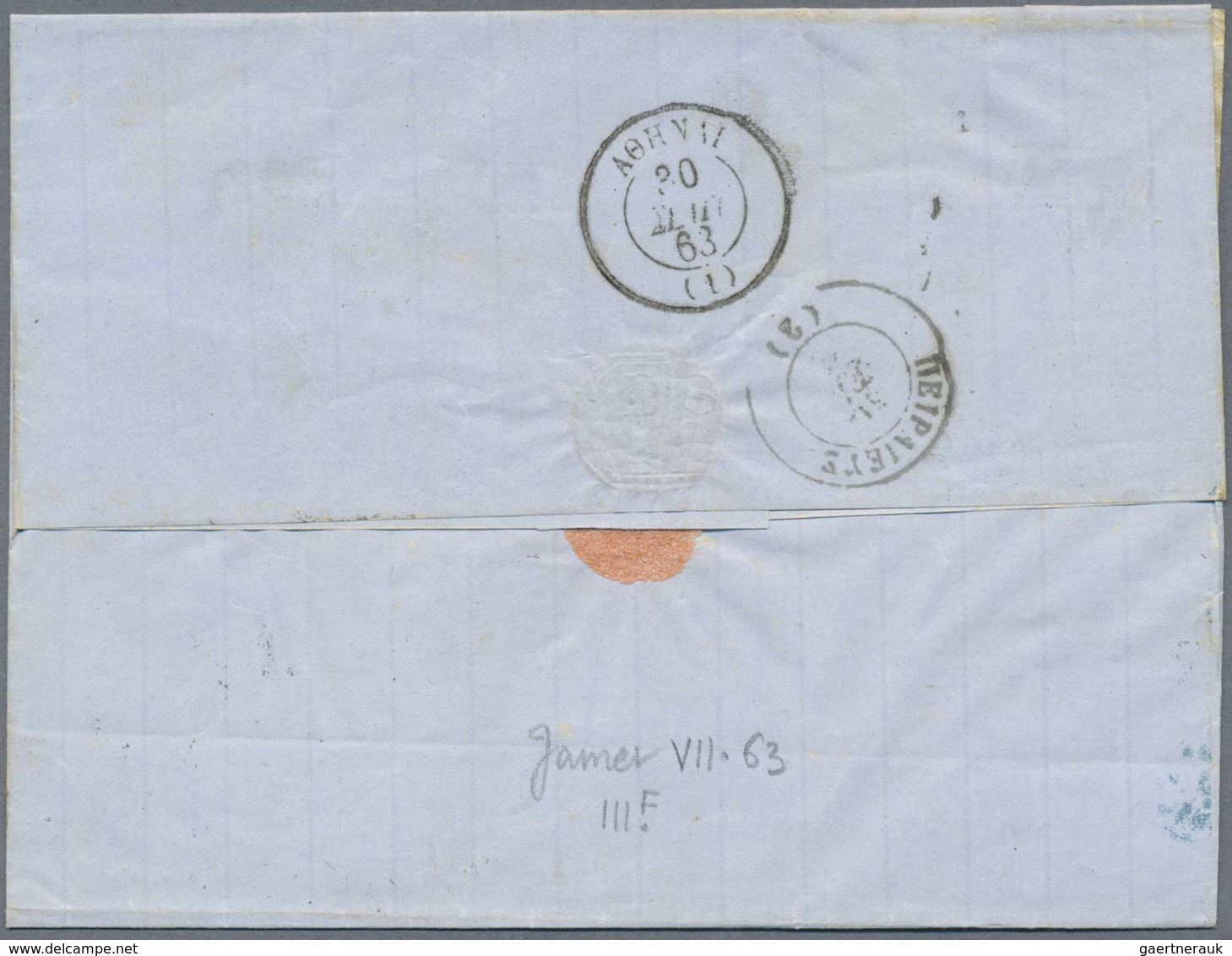 Br Rumänien - Besonderheiten: 1864, Folded Envelope Tied By Greek P.O. "BRAILA 21/SEPT/63" Blue Cds. To - Autres & Non Classés