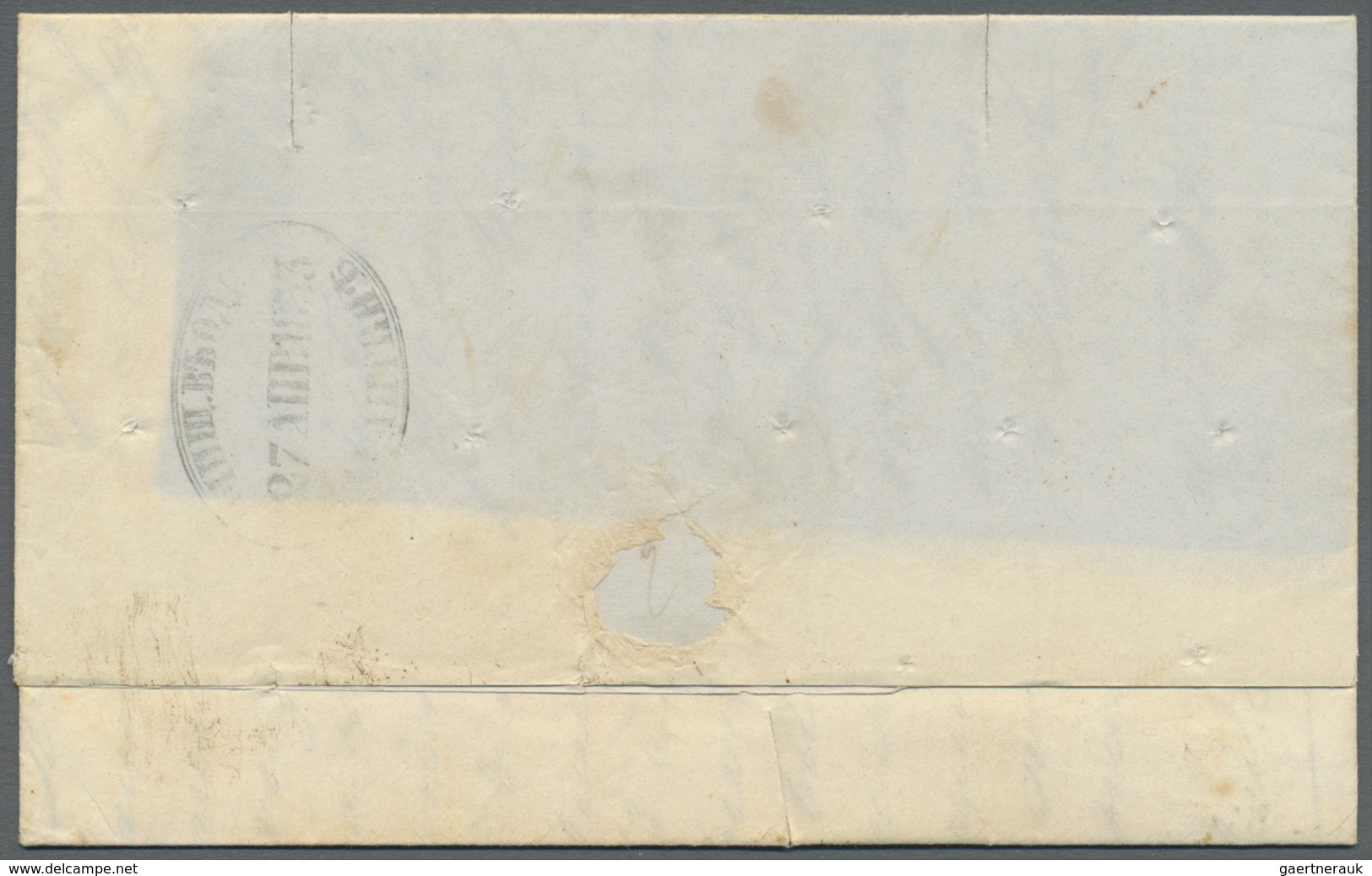 Br Russland - Vorphilatelie: 1853, Folded Letter From Messina Sent To ODESSA With Oval Cholera Mark (33 - ...-1857 Voorfilatelie