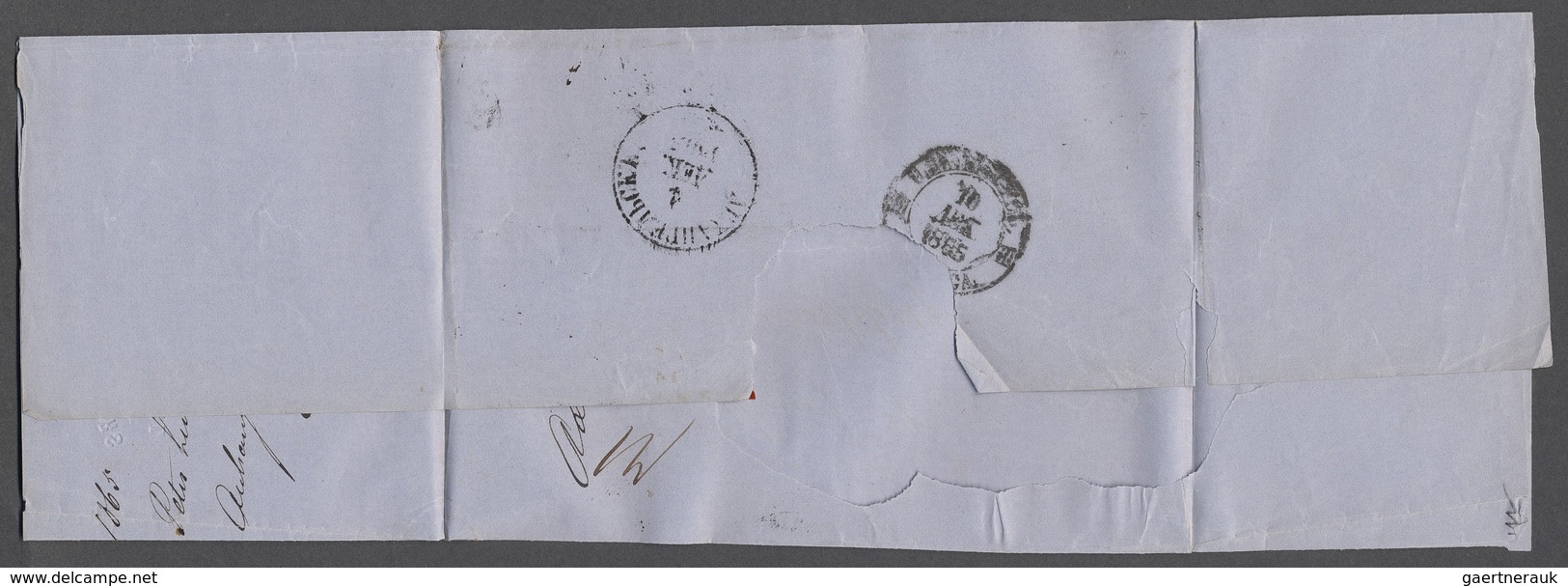 Br Russland: 1858, 20kop. Blue/orange, Horiz. Pair On Lettersheet From "Архангельск 1/DEC/1865" (Arctic - Ongebruikt