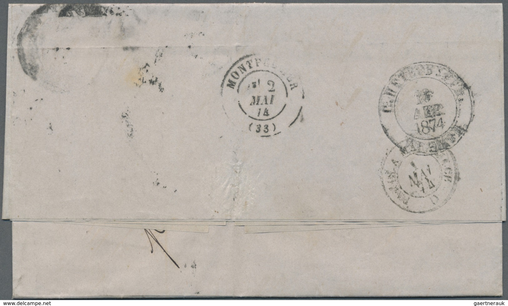 Br Russland: 1874. Envelope (horizontal Fold) Addressed To France Bearing Yvert 17, 1k Black And Yellow - Neufs