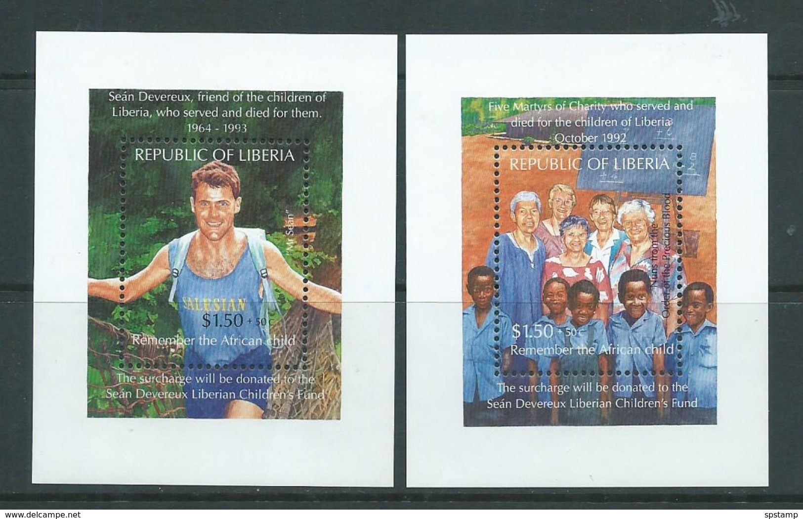 Liberia 1994 Childrens Charity Fund Set Of 2 Sheets MNH - Contre La Faim