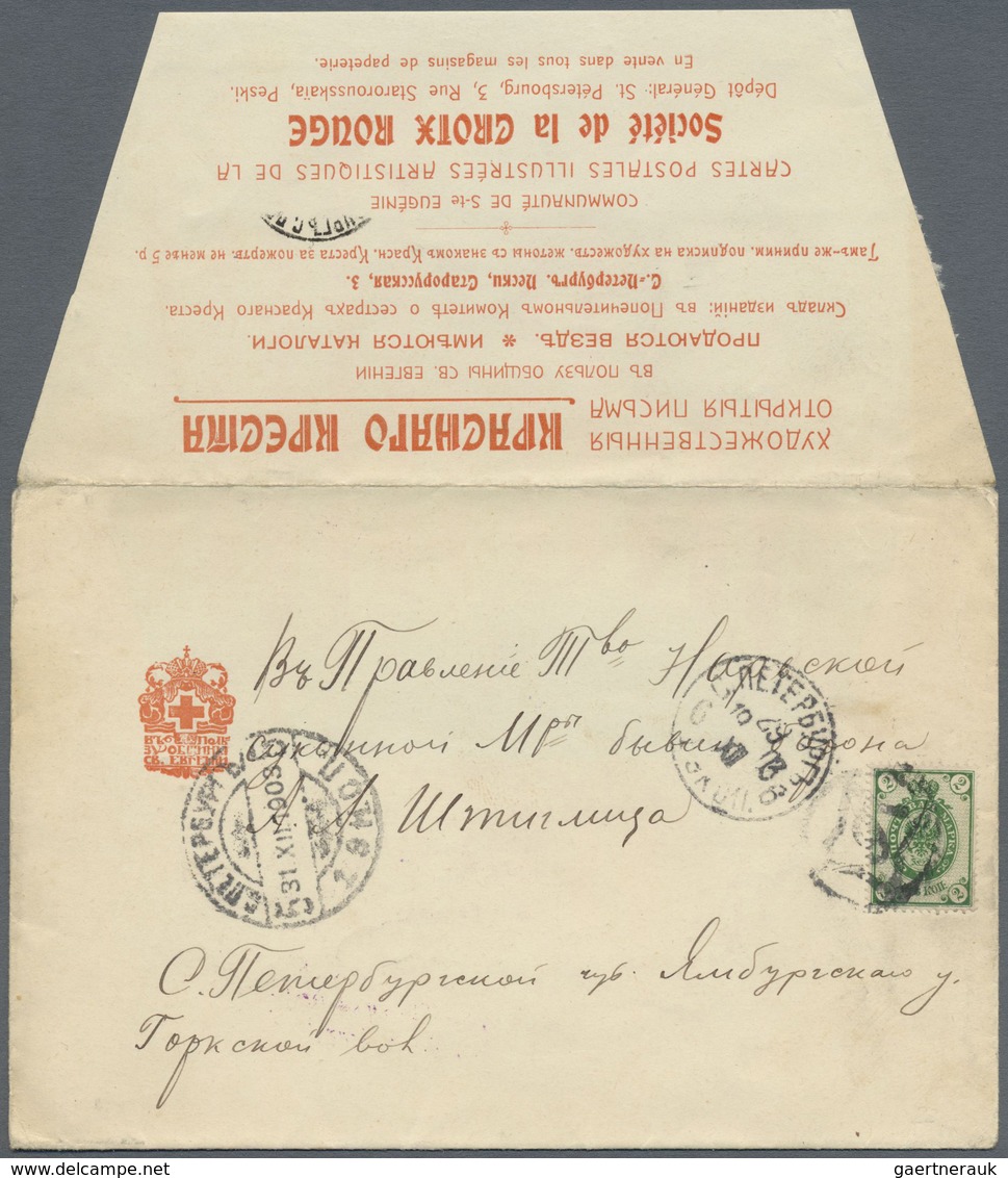 Br Russland: 1903, "Rotes Kreuz" Kyrillischer Vordruck-Umschlag Frankiert Mit Russland 2 Kop Sauber Geb - Neufs