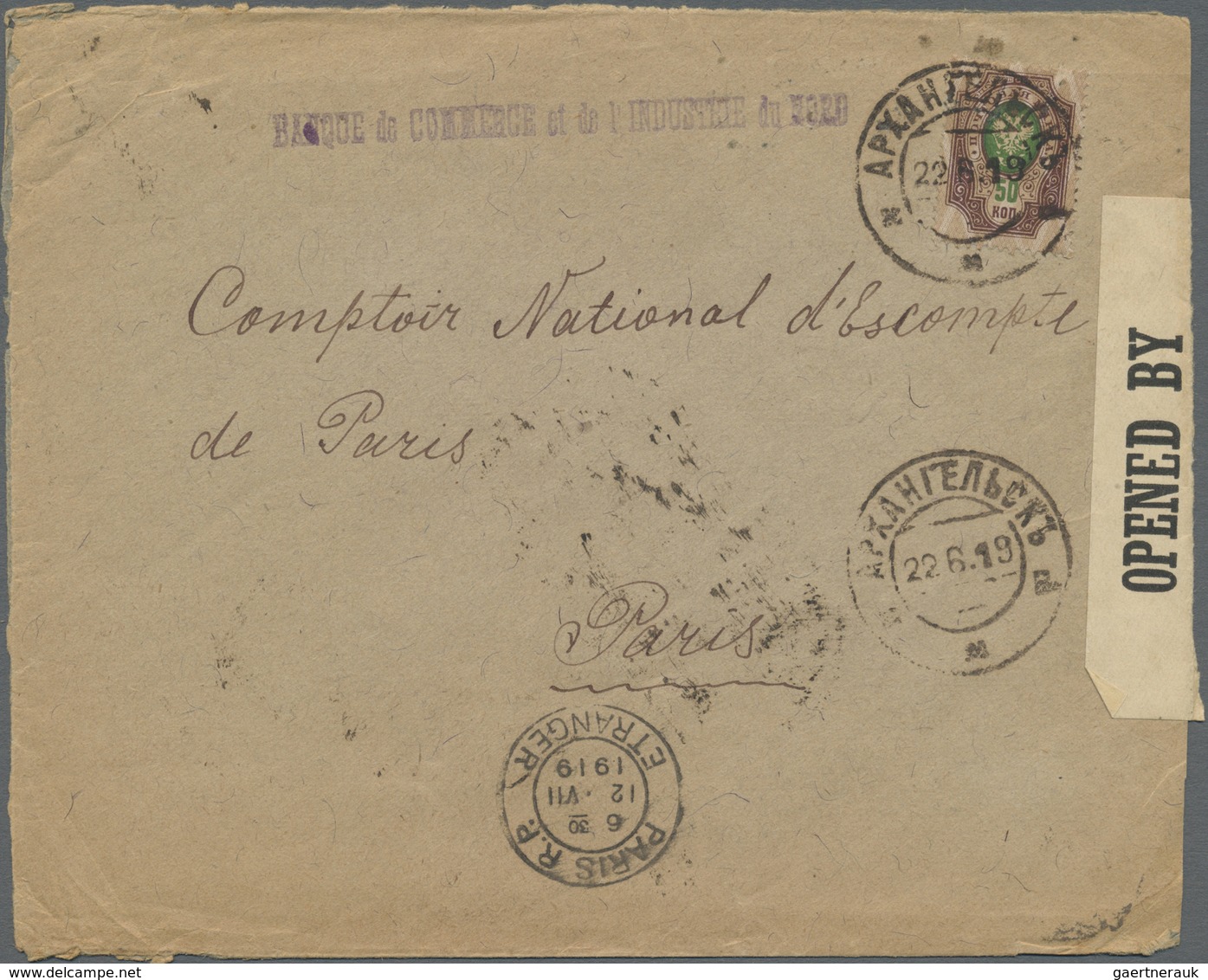 Br Russland: 1919. Censored Envelope (3 Sides Opens For Display) Written From The Allied Forces In Arka - Neufs