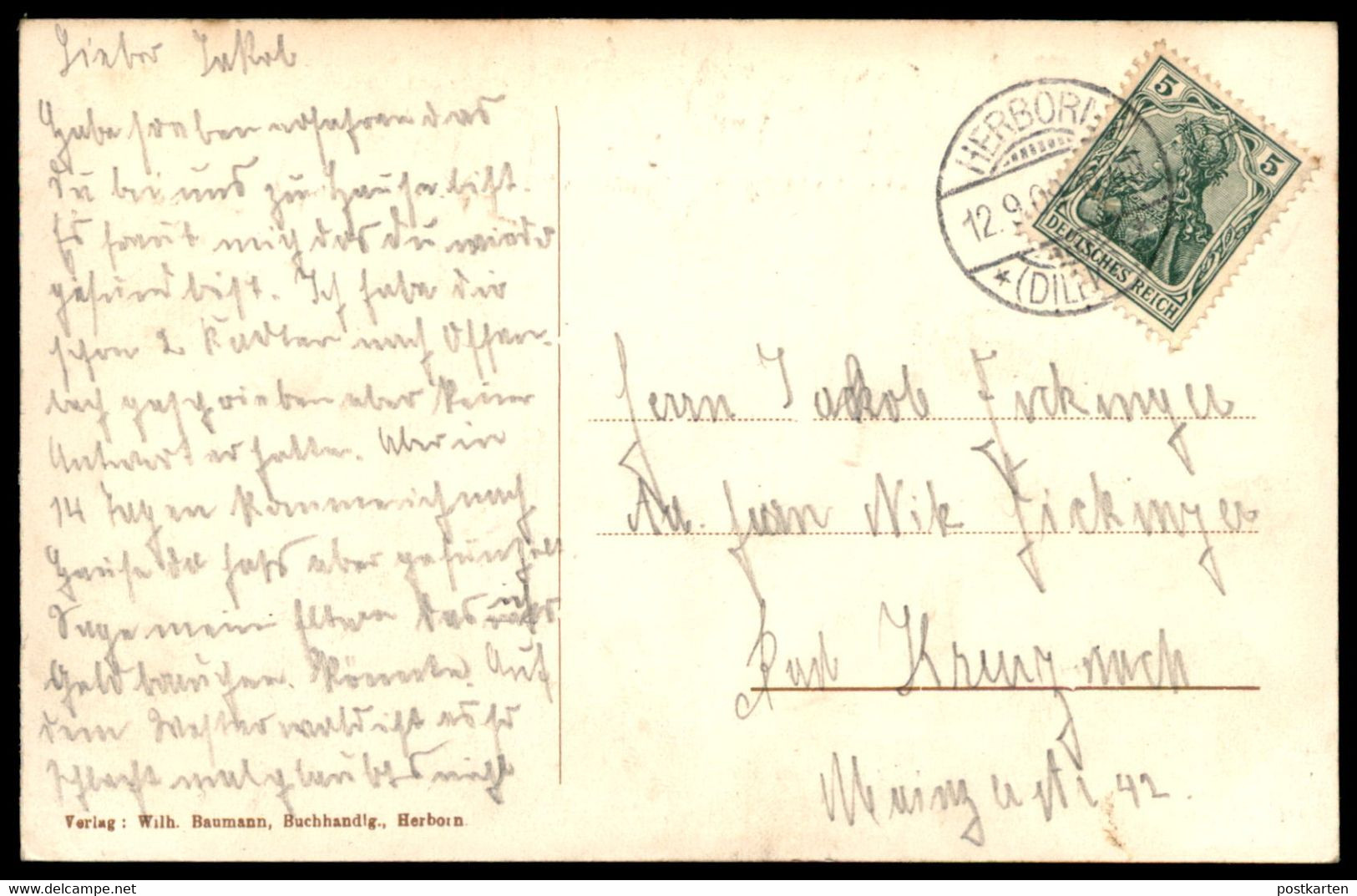 ALTE POSTKARTE HERBORN AUS DER KALLENBACH GESEHEN 1909 Totalansicht Total Gesamtansicht Ansichtskarte Cpa Postcard AK - Herborn