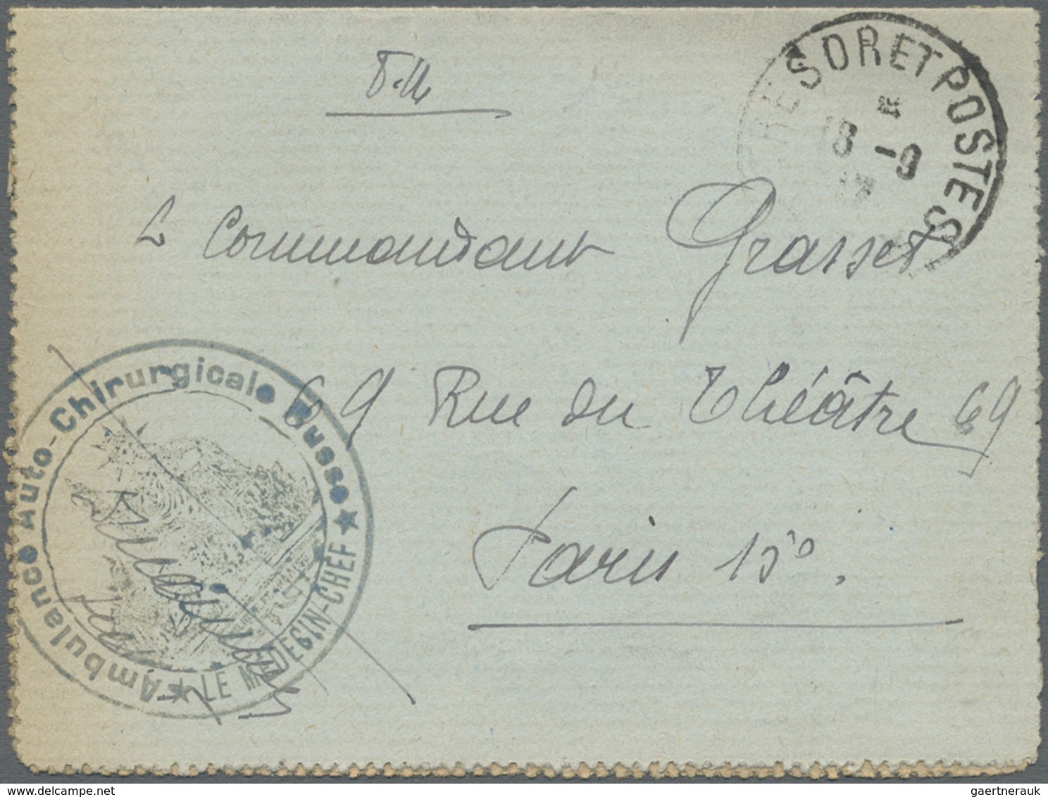 Br Russland - Besonderheiten: 1917. Stampless Letter Card Addressed To Paris Cancelled By 'Tresor Et Po - Autres & Non Classés