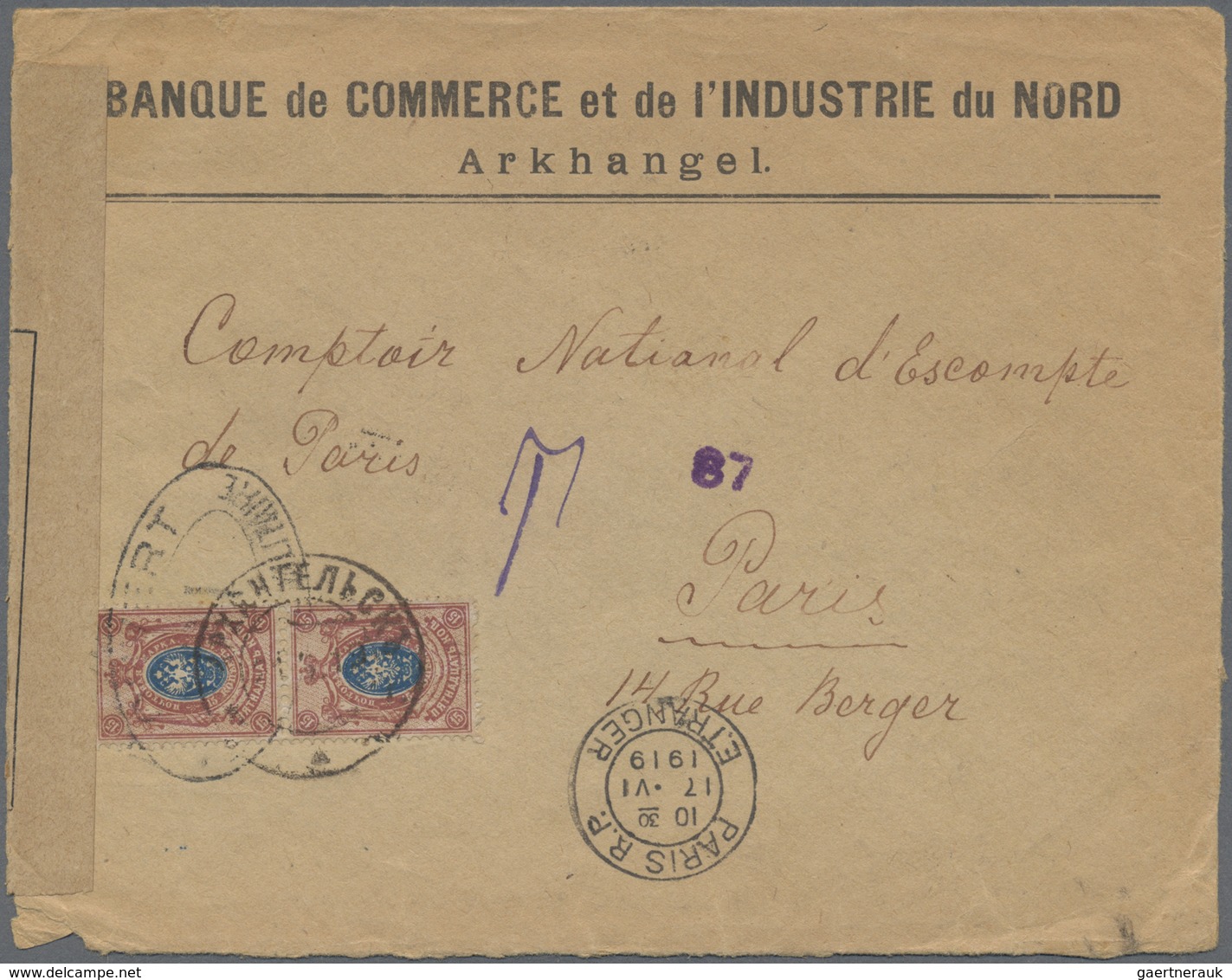 Br Russland - Besonderheiten: 1919. Censored Envelope Written From The Allied Forces In Arkangel Bearin - Andere & Zonder Classificatie