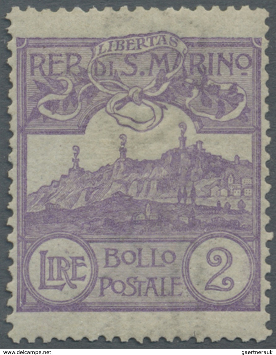 * San Marino: 1903, 2l. Violet, Fresh Colour, Well Perforated, Mint O.g., Signed Raybaudi. Sass. 44, 1 - Neufs