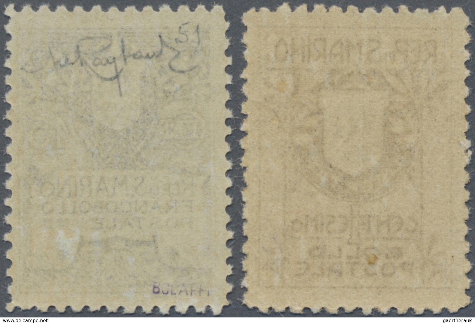 ** San Marino: 1910, 1c. Brown And 15c. Slate On Yellowish Paper, Two Values Unmounted Mint, 15c. Some - Neufs