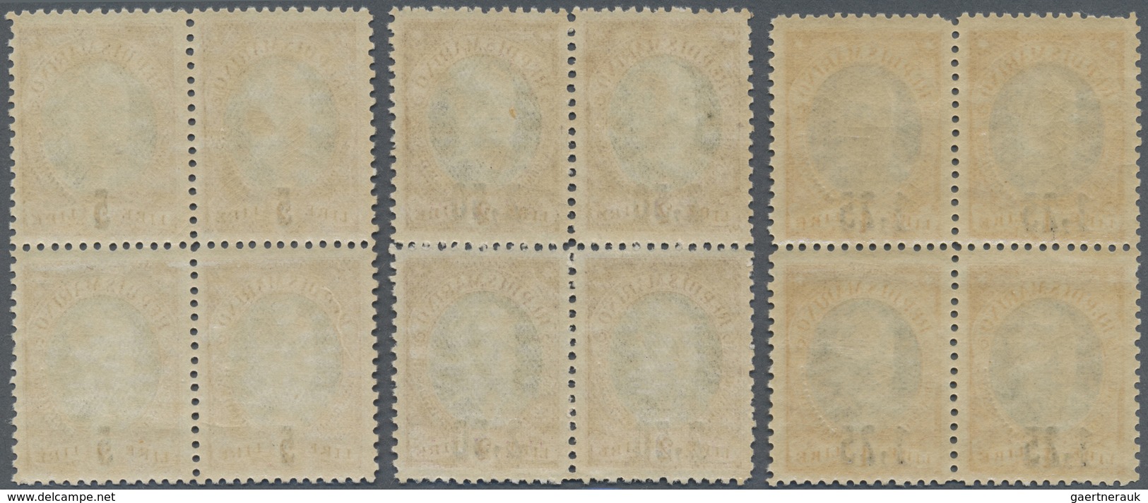 **/ San Marino: 1927, Ravaluation Overprints On Antonio Onofri, Complete Set Of Three Values As Blocks O - Ongebruikt