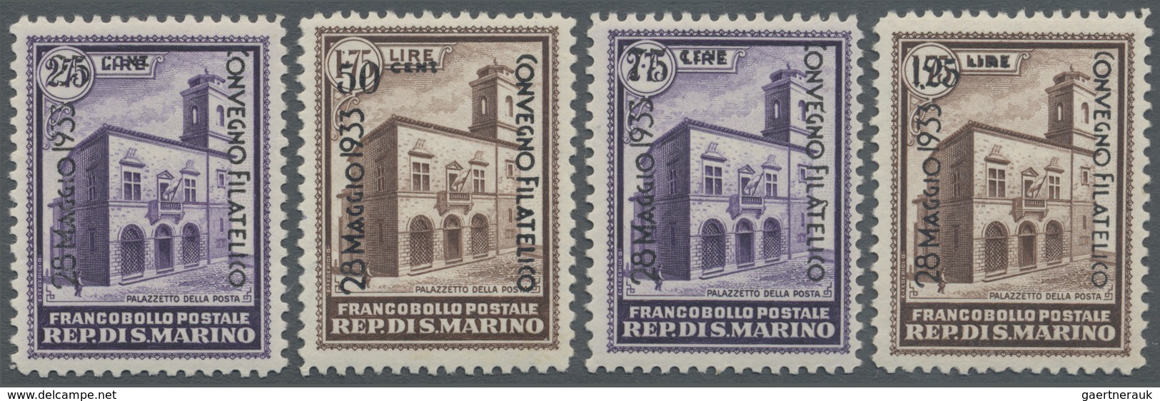 ** San Marino: 1933, Philatelic Congress Bologna, Complete Set Of Four Values, Unmounted Mint, Signed E - Ongebruikt