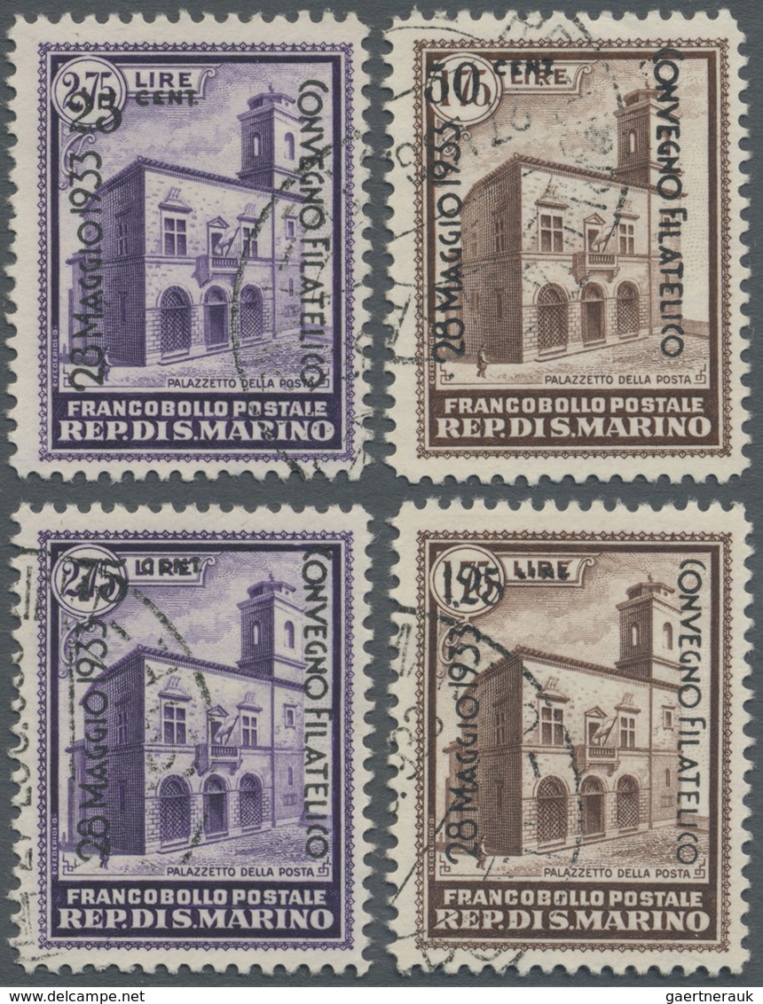 O San Marino: 1933, 25 C On 2,75 L To 1.25 L On 20 C Complete Set, Used - Neufs