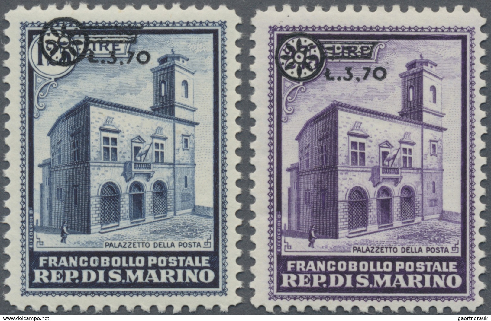 ** San Marino: 1934, Revaluation Overprints, Both Values Unmounted Mint. Sass. 184/85, 500,- €. Only 8. - Ongebruikt