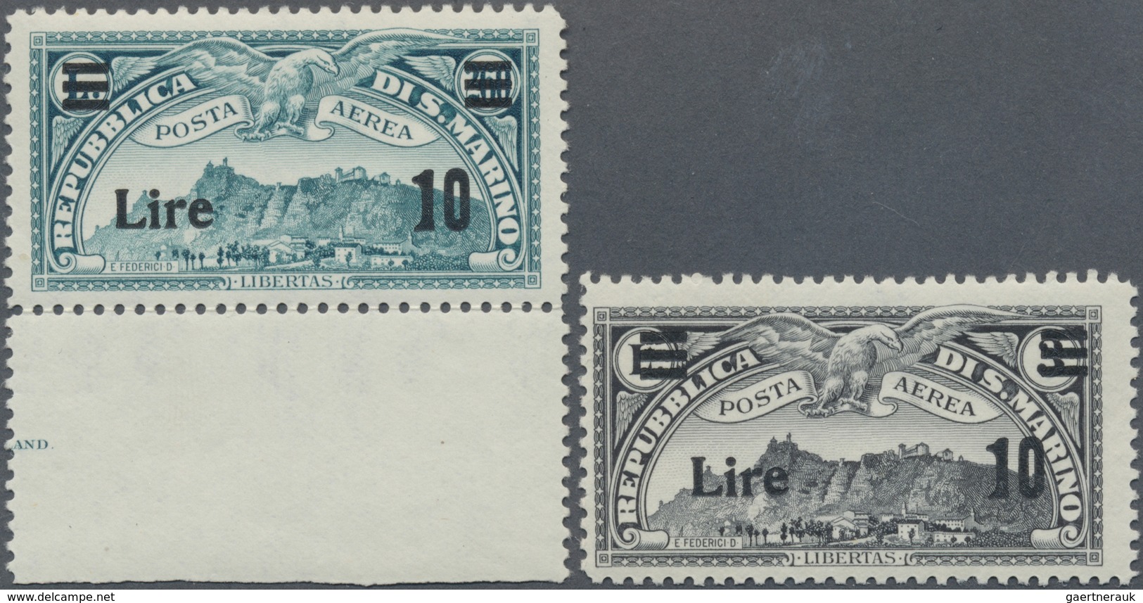 ** San Marino: 1942, Airmail Overprints, Both Values Unmounted Mint, Signed. Sass. PA19/20, 320,- €. Is - Neufs