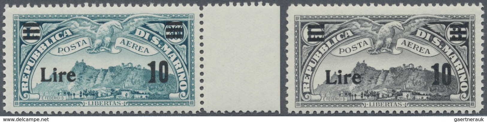 ** San Marino: 1942, Airmail Overprints, Both Values Unmounted Mint. Sass. PA19/20, 320,- €. Issued In - Ongebruikt