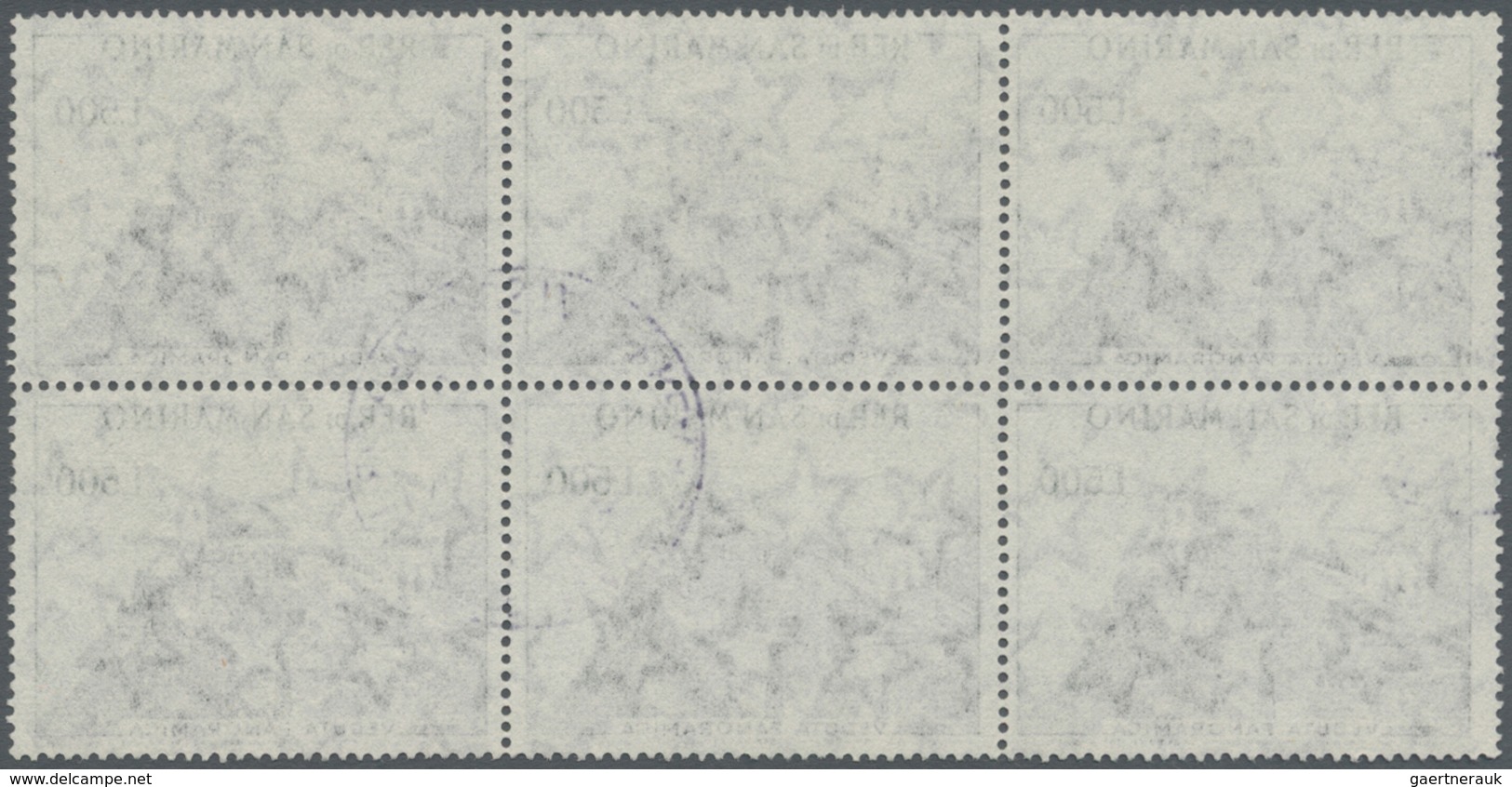 O San Marino: 1958, 500 L Black/dark Green Landscape In Block Of Six, Used, Mi 420.- - Neufs