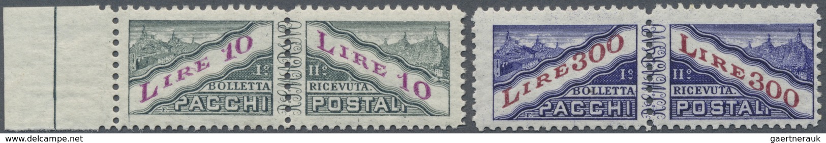 ** San Marino - Paketmarken: 1953, 10l. Grey/violet And 300l. Violet/red, Two Values Unmounted Mint. Sa - Spoorwegzegels